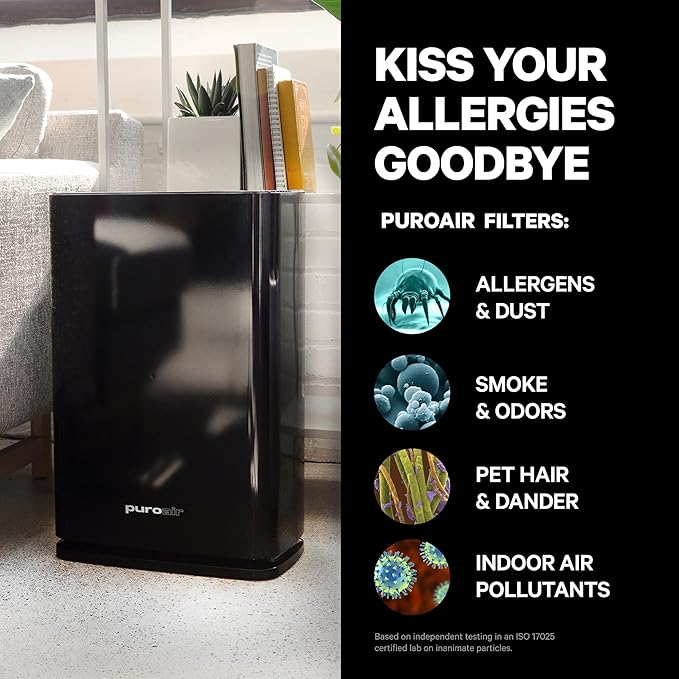 PuroAir 400 HEPA Air Purifier for Home Large Rooms - Covers 2000 Sq Ft - Filters Up To 99.9% of Pollutants Smoke Pollen Dust and VOCs - Quiet HEPA Air Filter - Air Purifiers for Bedroom