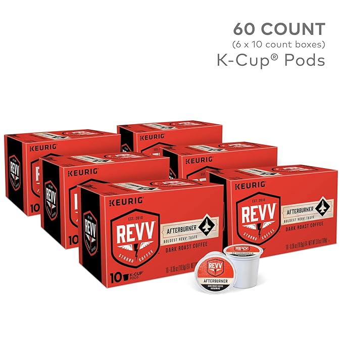 REVV Afterburner Single-Serve Keurig K-Cup Pods Dark Roast Coffee 60 Count