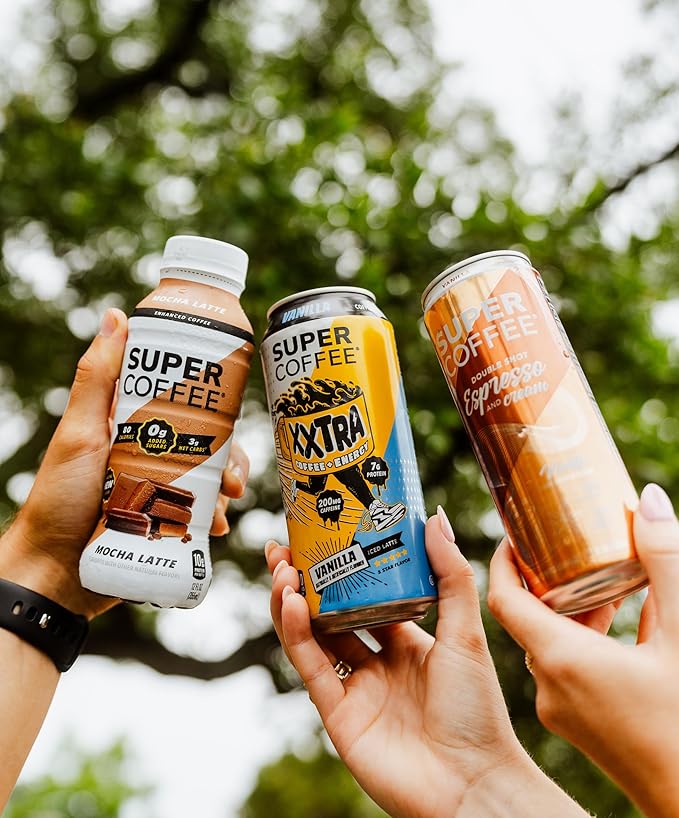 SUPER COFFEE Espresso Iced Keto Coffee (0g Added Sugar 90 Calories) [Vanilla] 11 Fl Oz 12 Pack | Smart Coffee Drink - SoyFree GlutenFree