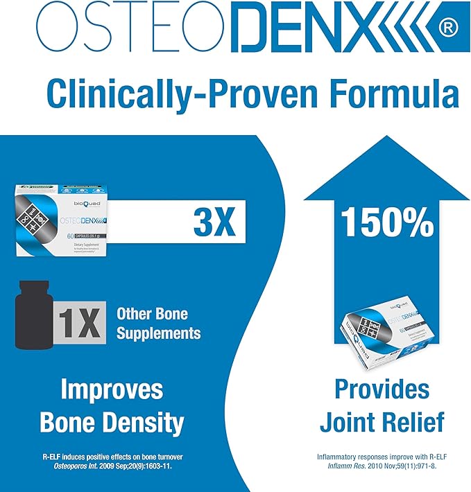 OSTEODENX - Bone &amp Joint Support Supplement for Healthy Bone &amp Improved Joint Mobility with Lactoferrin Collagen Vitamin K2 &amp Vitamin D3 (60 Capsules)