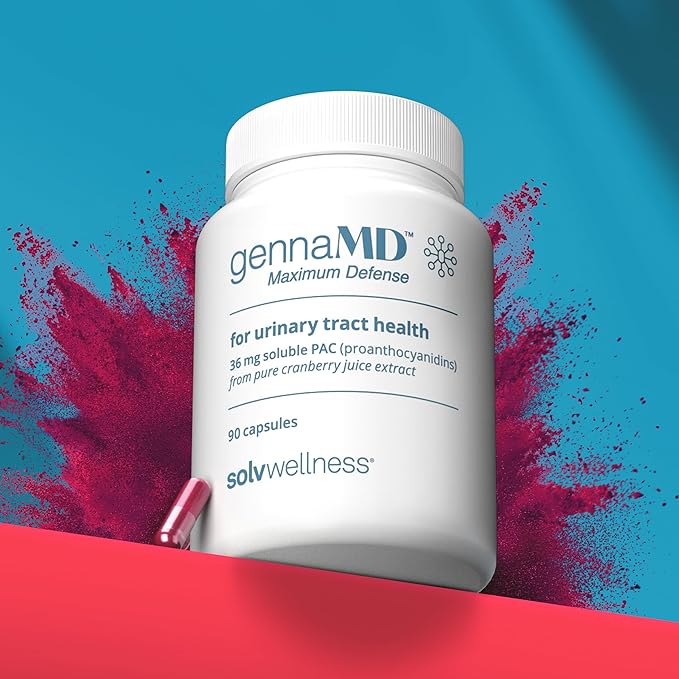 Solv Wellness GennaMD - Maximum UTI Defense - 36 mg Soluble PAC from 100% Cranberry Juice Extract - Highest PAC Concentration in a Small Easy-to-Swallow Capsule - 90 Capsules
