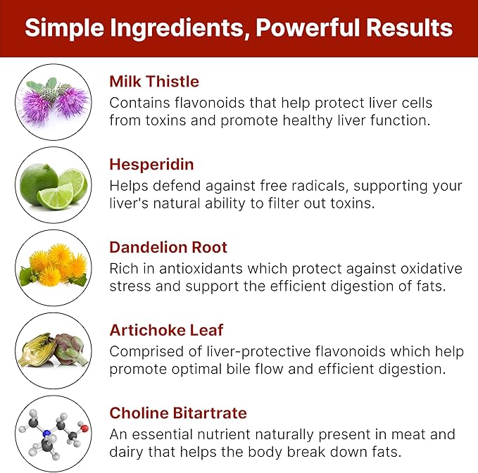 Natural Liver Support Supplement with Hesperidin - Non-GMO Vegan Gluten-Free