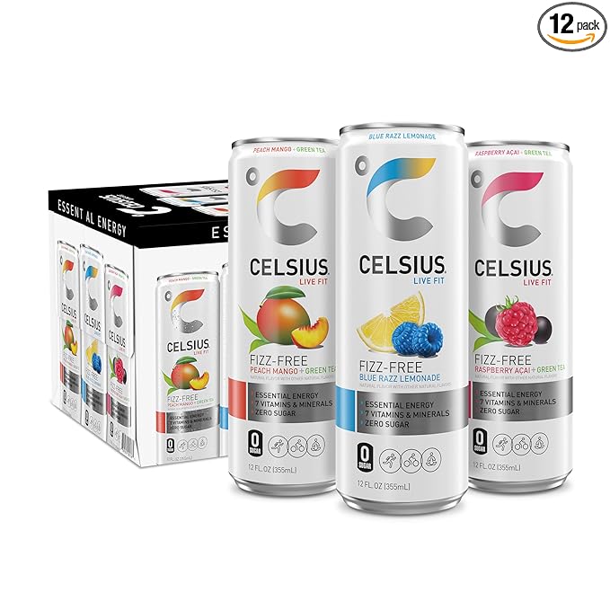 CELSIUS Fizz Free Variety Pack Sugar Free Energy Drink 12 Fl Oz (Pack of 12)