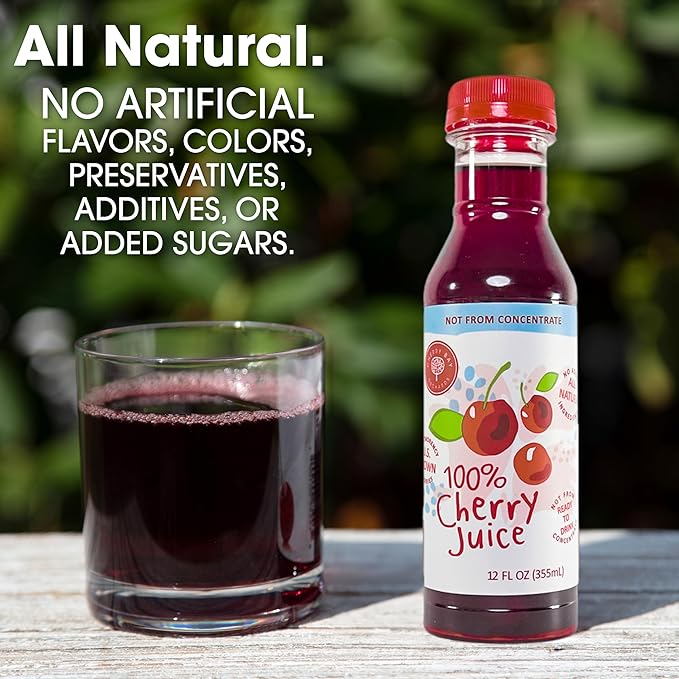 Cherry Bay Orchards - Tart Montmorency Unsweetened Cherry Juice 32 oz Plus 12 Oz Bottle - Not from concentrate | All Natural Ingredients Gluten Free GMO Free Natural Antioxidants