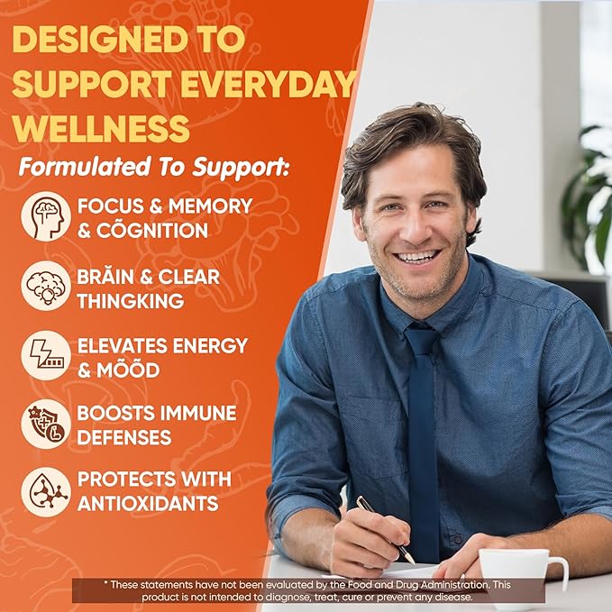Mushroom Gummies 16-IN-1 Brain Gummies w/Lion’s Mane Reishi Cordyceps Chaga Maitake B12 DHA Ashwagandha L-Theanine &amp More Mushroom Supplement for Adults -Memory Focus &amp Energy Suppo