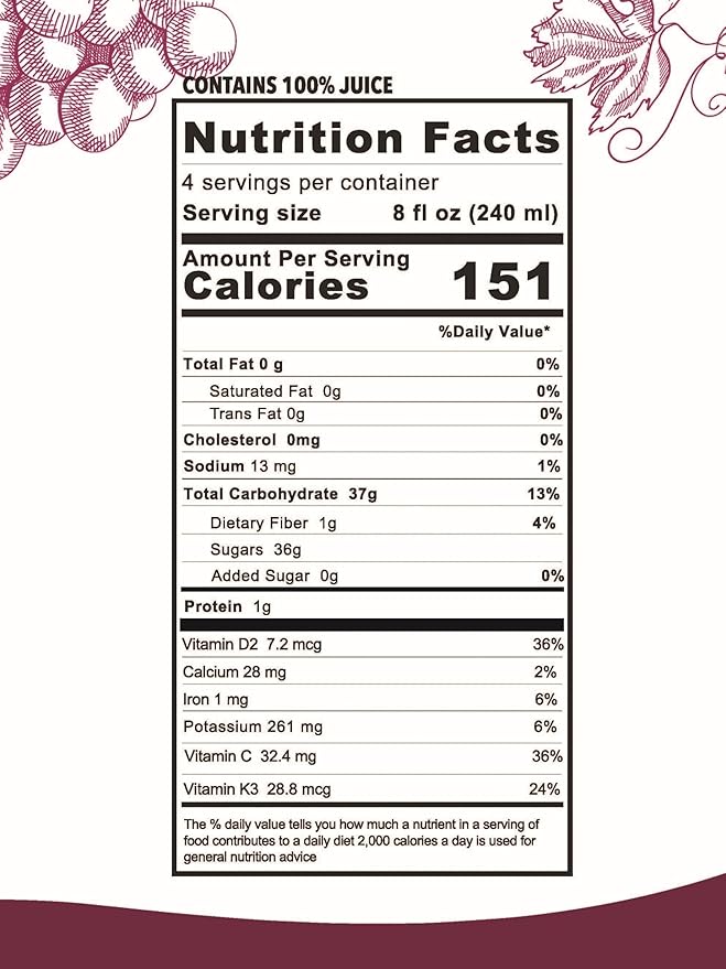 Anna and Sarah 33.8 Oz Organic Grape Juice - Glass Bottle (6 Pack) No Sugar No Artificial Colors No Preservatives No Flavors Added not from CONCENTRATE