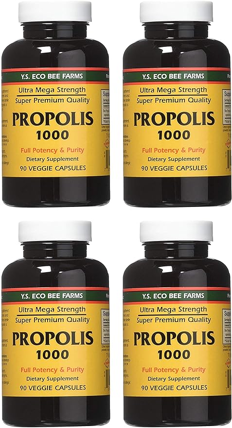YS Eco Bee Farms Propolis 1000-90 caps (Pack of 4)