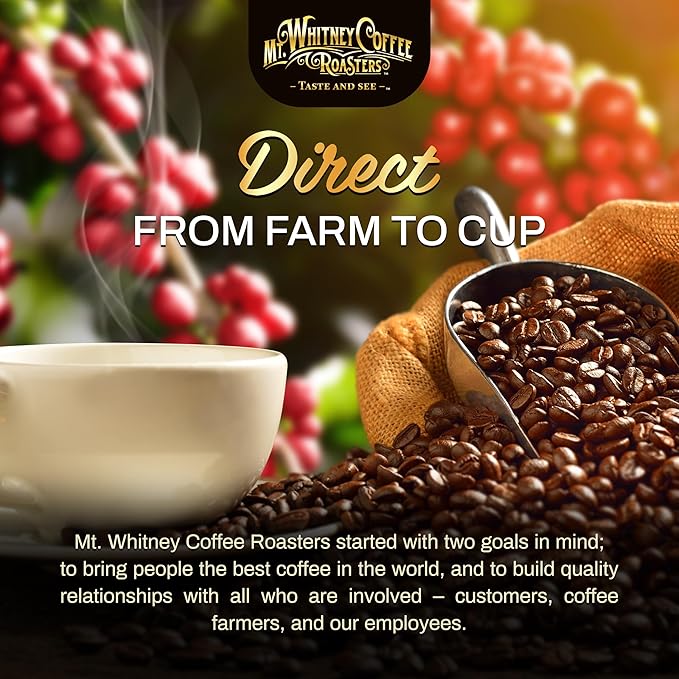 Mt. Whitney Base Camp Blend Whole Bean Medium Dark Roast Low Acid Coffee - 12 oz (Pack of 1)