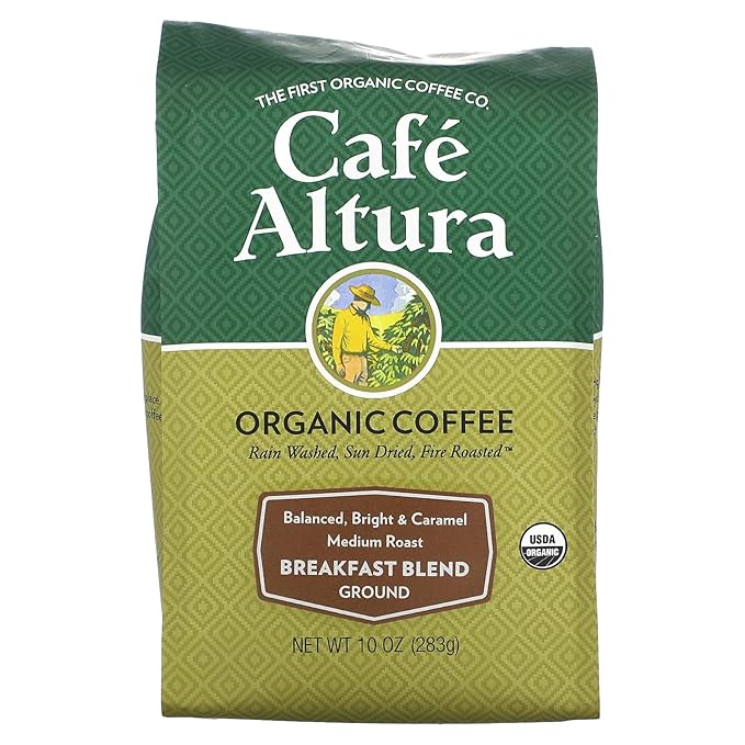 Café Altura Breakfast Blend Medium Roast Organic Ground Coffee 10 oz. Bag