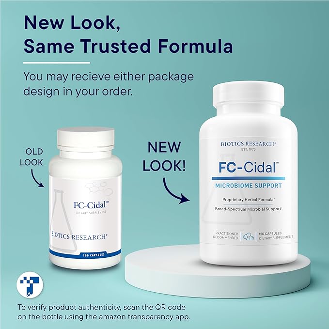 Biotics Research FC Cidal™ Herbal Blend Complete GI Gut Health for Women &amp Men- 500 mg/Serving - 7 Herbs Proprietary Blend Supplement Supports Healthy GI Function and Microbial Balance 120 Capsule