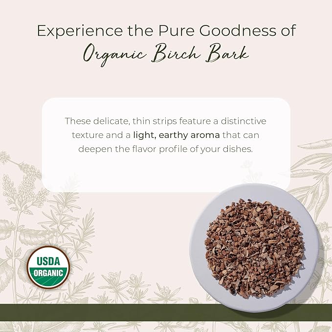 Starwest Botanicals Organic Birch Bark - Dried Herb for Tea &amp Natural Herbal Blends Pure Betula Pubescens Cut &amp Sifted Certified Kosher Non-GMO - Bulk 1 lb Bag
