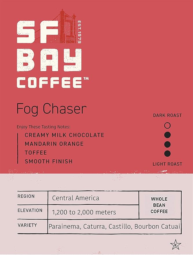 San Francisco Bay Whole Bean Coffee French Roast (2lb Bag) and Fog Chaser (2lb Bag) Coffee Bundle