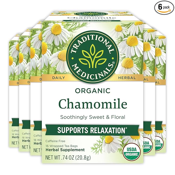 Traditional Medicinals Tea Organic Chamomile Calming Calms Your Nerves Supports Healthy Digestion 96 Tea Bags (6 Pack)