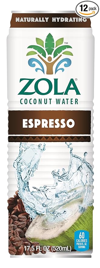 Zola Coconut Water with Espresso 17.5 Ounce (Pack of 12)