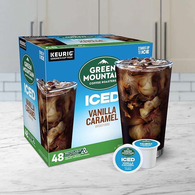Green Mountain Coffee Roasters ICED Vanilla Caramel Single Serve Keurig K-Cup Pods Flavored Iced Coffee 48 Count