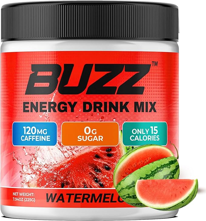 Morning Buzz Energy Drink Powder - Energy Boost Drink Mix - Sugar-Free Energy with Antioxidants - Morning Kickstart and Sports Nutrition Endurance Product - 30 Servings Watermelon 8 Ounces
