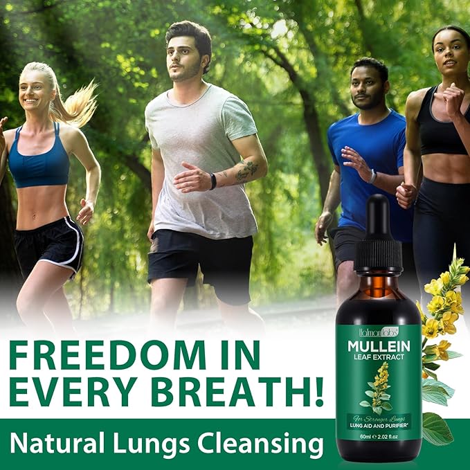 Mullein Leaf Extract for Lungs Mullein Drops for Lungs Support Lung Respiratory Function for Healthy Breathing Improvement in Pulmonary Function Natural &amp Safe Supplement (2 PC)