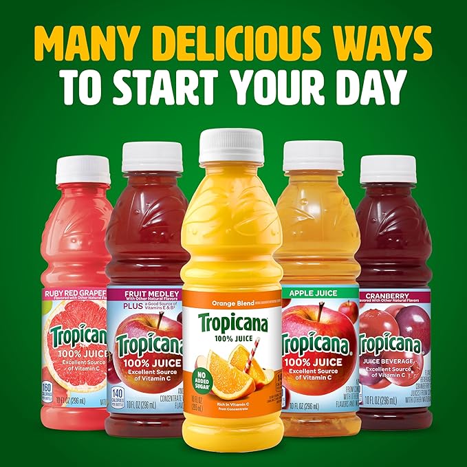 Tropicana 100% Juice 3-flavor Classic Variety Pack10 Fl Oz (Pack of 24)