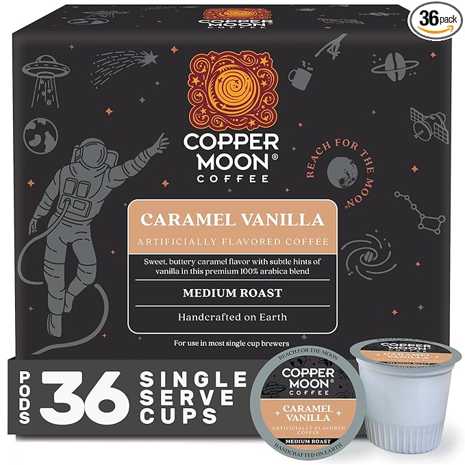 Copper Moon Single Serve Coffee Pods for Keurig K-Cup Brewers Medium Roast Caramel Vanilla Blend 36 Count