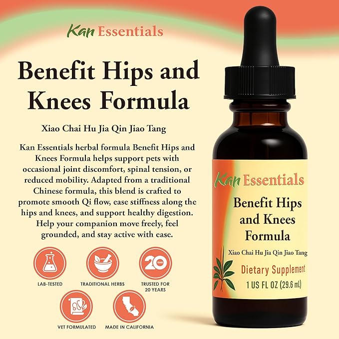 Kan Herb Company Benefit Hips and Knees Formula – Traditional Chinese Herbal Blend for Dogs and Cats to Support Joint Comfort Mobility &amp Digestive Balance Liquid Herbal Supplement for Pets 1 f