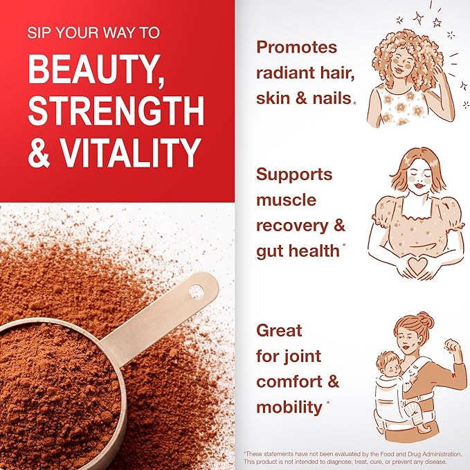 Mama Natural Hot Chocolate Multi Collagen Protein Powder Made with Organic Cacao Types 1 2 3 4 5 10 Collagen Peptides Powder - Grass Fed Beef Wild Fish Marine &amp USA Eggshell - 16 Servings