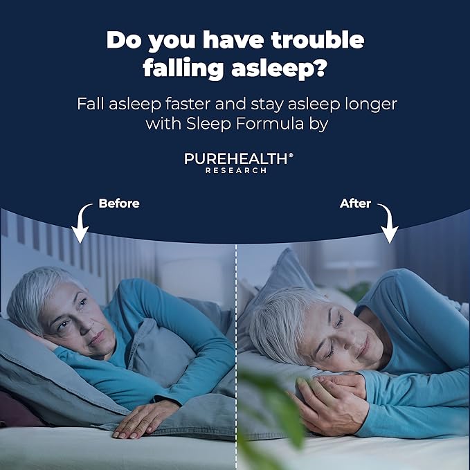 PUREHEALTH RESEARCH Sleep Formula - Fall Asleep Faster and Stay Asleep Longer So You Wake Up Refreshed and Energized - Sleep Supplement with Valerian Root GABA and L-Tryptophan - 1 Bottle