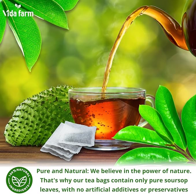 VIDA FARM Soursop Tea Bags 155 Count 100% Natural Pure Soursop Leaves Decaffeinated Vegan Gluten-Free