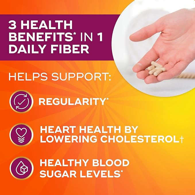 Metamucil Psyllium Husk Capsules 300 Capsules 3-in-1 Fiber Supplement Daily Psyllium Husk Fiber Capsules Help Support Digestive Health by Promoting Regularity* Help Supplement Daily Fiber Intake