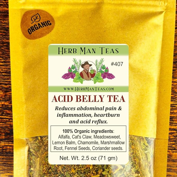 Acid Reflux Tea - Reduces Abdominal Inflammation Heartburn and Acid Reflux formulated by Master Herbalist Khabir- Organic Non-GMO no addatives