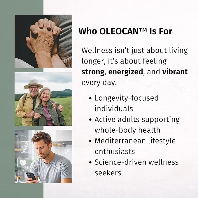 Oleocan™ Olive Oil Polyphenol Capsules – 90-Day Supply – 3.5mg Oleocanthal &amp 3.5mg Oleacein – Natural Joint &amp Inflammation Support – Mediterranean Diet Supplement – EVOO Extract