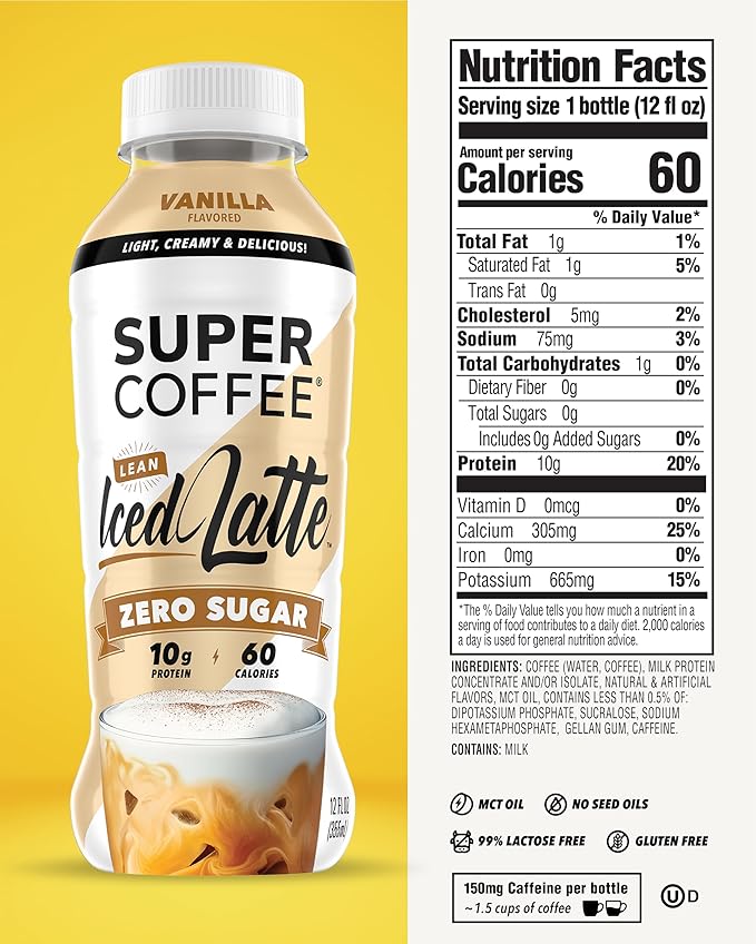 Super Coffee Keto Protein Coffee (0g Added Sugar 10g Protein 70 Calories) 12 Fl Oz | Iced Smart Coffee Drinks - LactoseFree SoyFree GlutenFree (12 Fl Oz (Pack of 12) Core 3 Variety)
