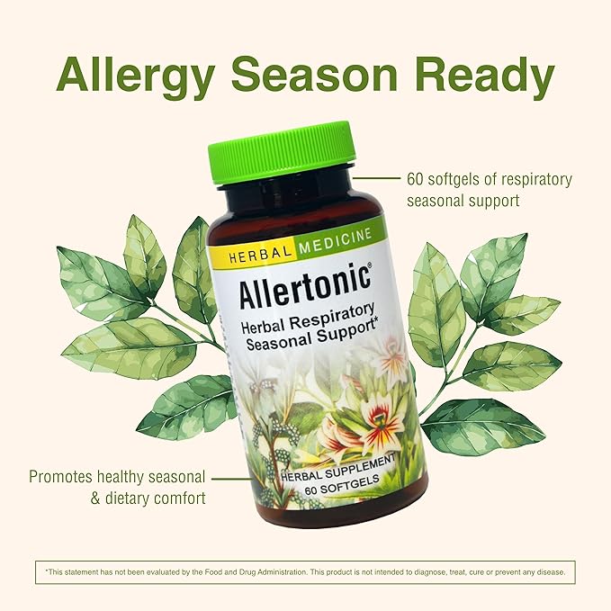 Herbs Etc. Allertonic - Healthy Breathing Support - Herbal Blend to Aid Against Seasonal Discomfort - Lung &amp Respiratory Health Support with Stinging Nettle - 60 Softgels (60 Servings)