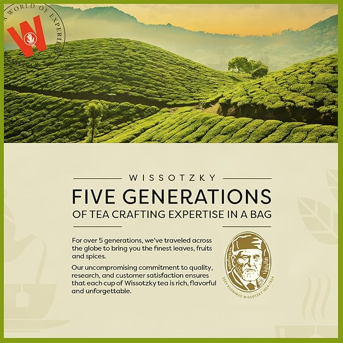 Wissotzky Lemongrass &amp Verbena Green Tea (6 Pack - 120 Tea Bags) | Soothing Aroma | Antioxidant Rich | Refreshing Green Tea Bags