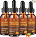 (4 Pack) Organic Turmeric Curcumin Supplement with Black Pepper and Ginger - Liquid Turmeric Extract Drops with Cinnamon Rosemary - Mobility and Flexibility Support and Digestive Health - 1 Fl Oz