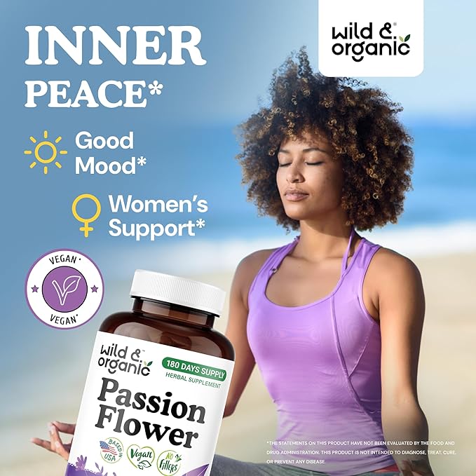 Wild &amp Organic Skullcap 180 Capsules &amp Passion Flower 180 Capsules