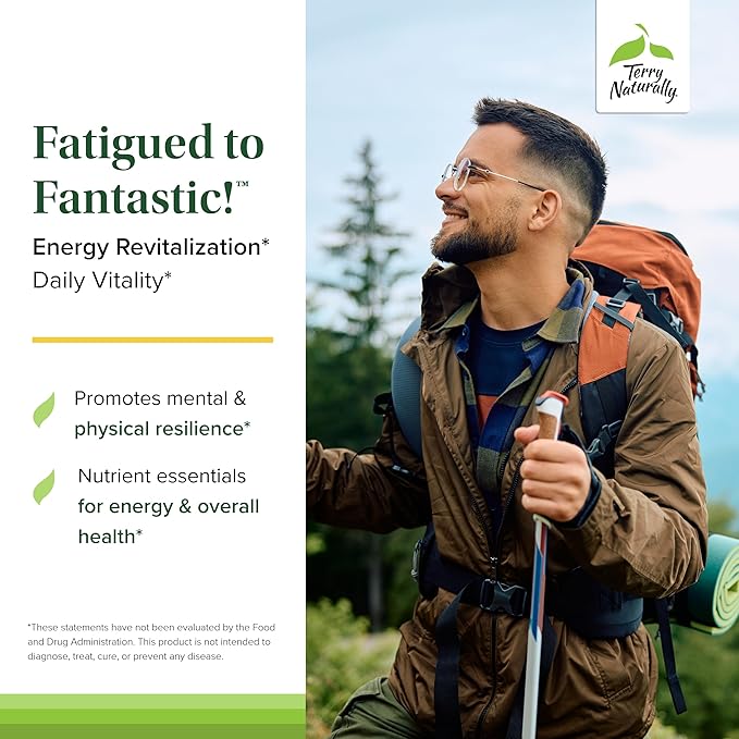 Terry Naturally Fatigued to Fantastic Energy Revitalization - Drink Mix for Energy with L-Tyrosine Vitamins A D3 E &amp B - Supports Heart Health - 12 Individual Packets (12 Servings)