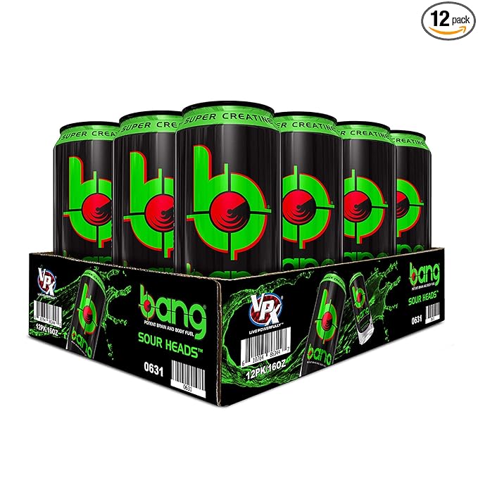 Bang Energy Sour Heads Sugar-Free Energy Drink 16-Ounce | Pack of 12