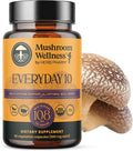 Mushroom Wellness Everyday 10: Organic 10-in-1 Mushroom Capsules with Lion's Mane Shiitake Reishi Turkey Tail &amp More Mushroom Powder Supplement Immune &amp Nervous System Support 90 Vegan C