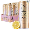 BRĒZ FLOW Lion’s Mane Mushroom Drink 8 Pack Lemon Elderflower Supports Mood &amp Focus Non-Alcoholic Sparkling Adaptogen Drink Functional Mushrooms Feel Clear Calm &amp Refreshed- 12 Fl oz Can