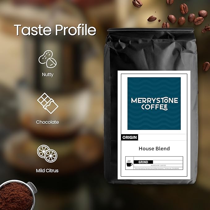 Merrystone House Blend Coffee Signature Medium Roast Roasted to Order 5 Lb Espresso Grind