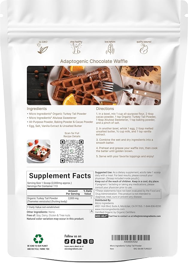Organic Turkey Tail Mushroom Powder (50:1 Extract) 8 Ounce | Freeze Dried with Active Polysaccharides Supports Immune Response &amp Cellular Level Pet Friendly