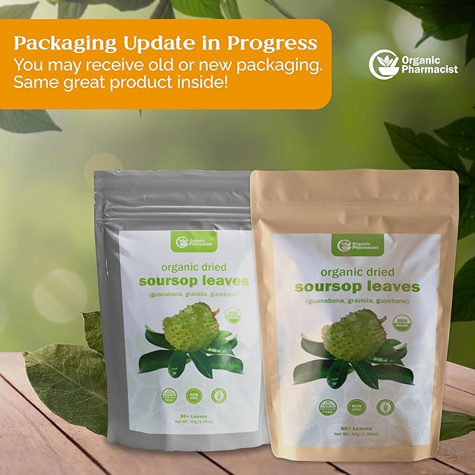 Organic Pharmacist Dried Soursop Leaves Graviola Leaf Guanabana Guyabano Leaf Used for Tea and Extract Soursop Bitters for Tea 90G 230+ Whole Leaves
