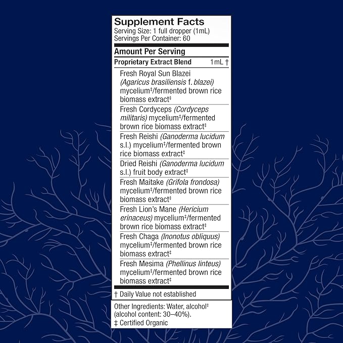 Host Defense Stamets 7 Extract - 7 Species Blend - Mushroom Supplement for Immune Support with Royal Sun Blazei Cordyceps Reishi Maitake Lion's Mane Chaga &amp Mesima - 2 fl oz (60 Servings)*