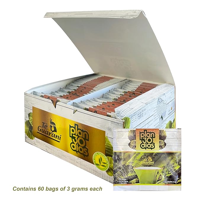 Te Guarani Plan 30 Días – Caffeine-Free Herbal Tea with Senna &amp Boldo | 30-Day Herbal Infusion Routine for Wellness &amp Comfort | Natural Morning &amp Night Blends | 60 Tea Bag - 2 Packs
