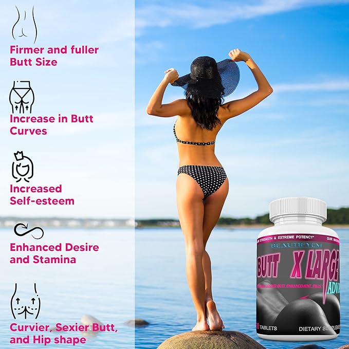 Butt X-Large Advance Butt Enlargement Booty Enhancement. Butt Enhancer Pills. Fast Curved Bigger Glutes. 90 Tablets (Not a Butt Cream)