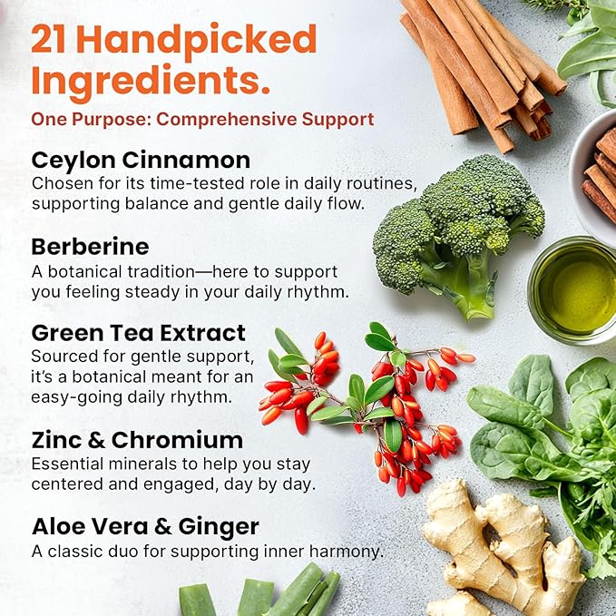 21-in-1 Berberine Supplement with Ceylon Cinnamon with Chromium Bitter Melon and Green Tea Extract and Black Pepper Extract 5X for Energy &amp Metabolism Support with 5279 mg (120 ct Pack of 2)