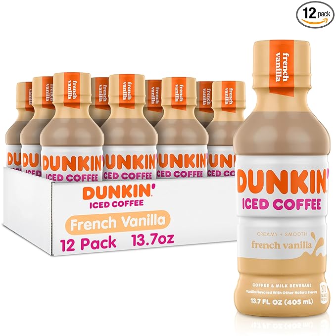 Dunkin' French Vanilla Iced Coffee Bottles 13.7 fl oz 12 Pack