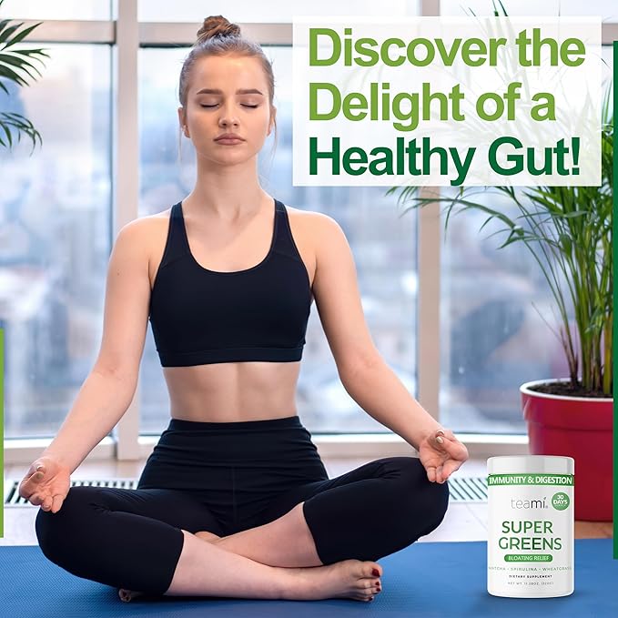 Teami Organic Super Greens Powder for Immunity &amp Digestion Non-GMO Greens Superfood Powder to Support Energy 16 superfood Ingredients Sugar-Free Veggie Powder for Juice &amp Smoothie 32 Servi