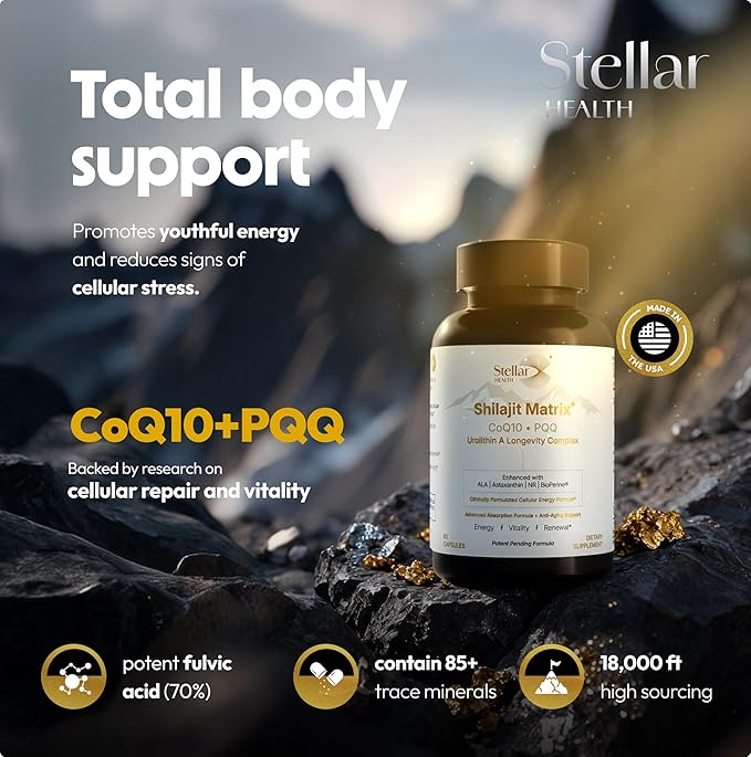 Clinical Mitochondrial Complex - Shilajit 5787mg Extract Equivalent NAD+ Boost - Ubiquinol CoQ10 Urolithin A NR PQQ ALA Astaxanthin - Energy Focus Strength - 60 Vegan Capsules