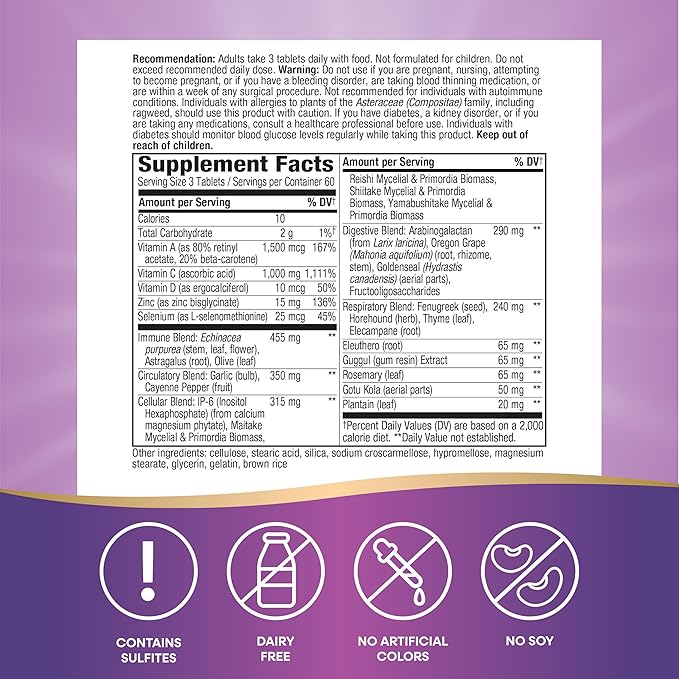 Nature's Way Systemwell Ultimate Immune* with Vitamins C A D Zinc &amp Selenium Multi-System Botanical Blends Including Immune Respiratory Digestive &amp Circulatory 180 Tablets (Packaging M